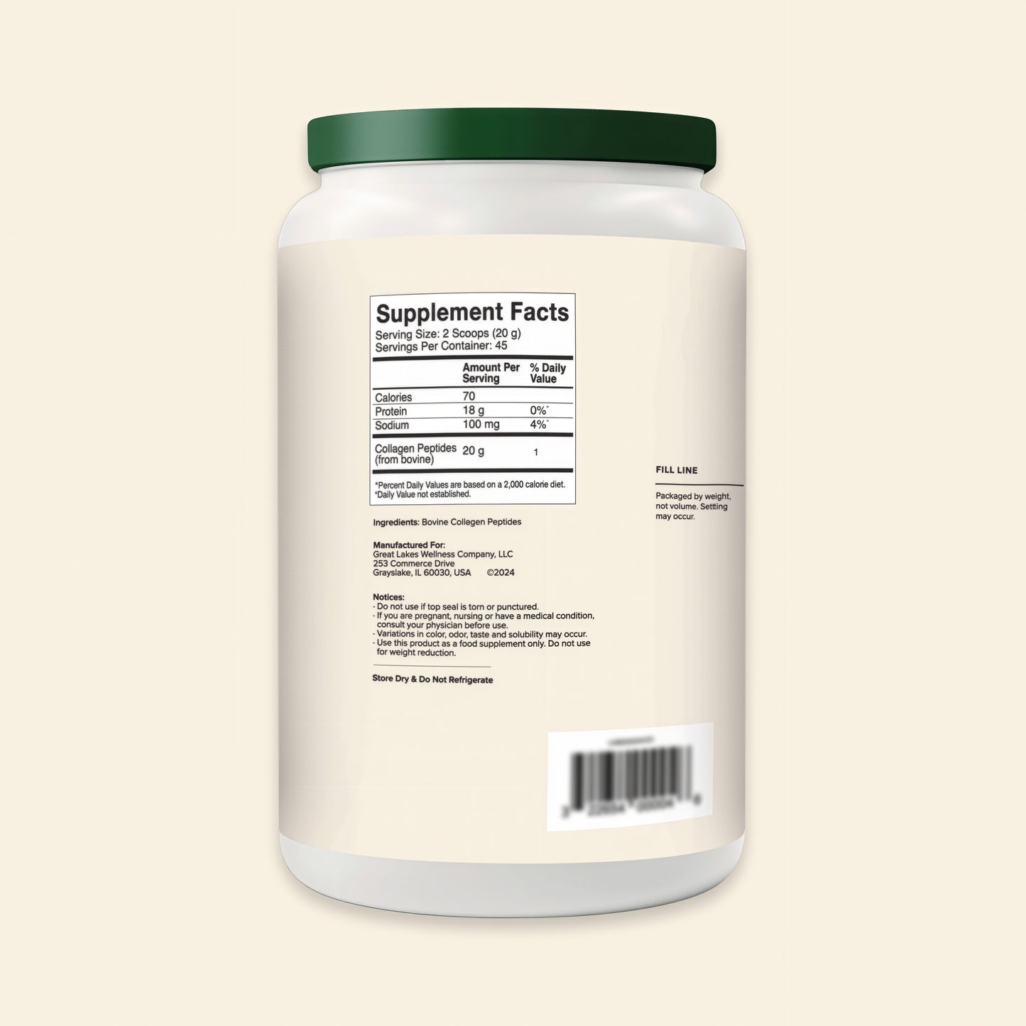 Great Lakes Wellness Collagen Peptides Powder